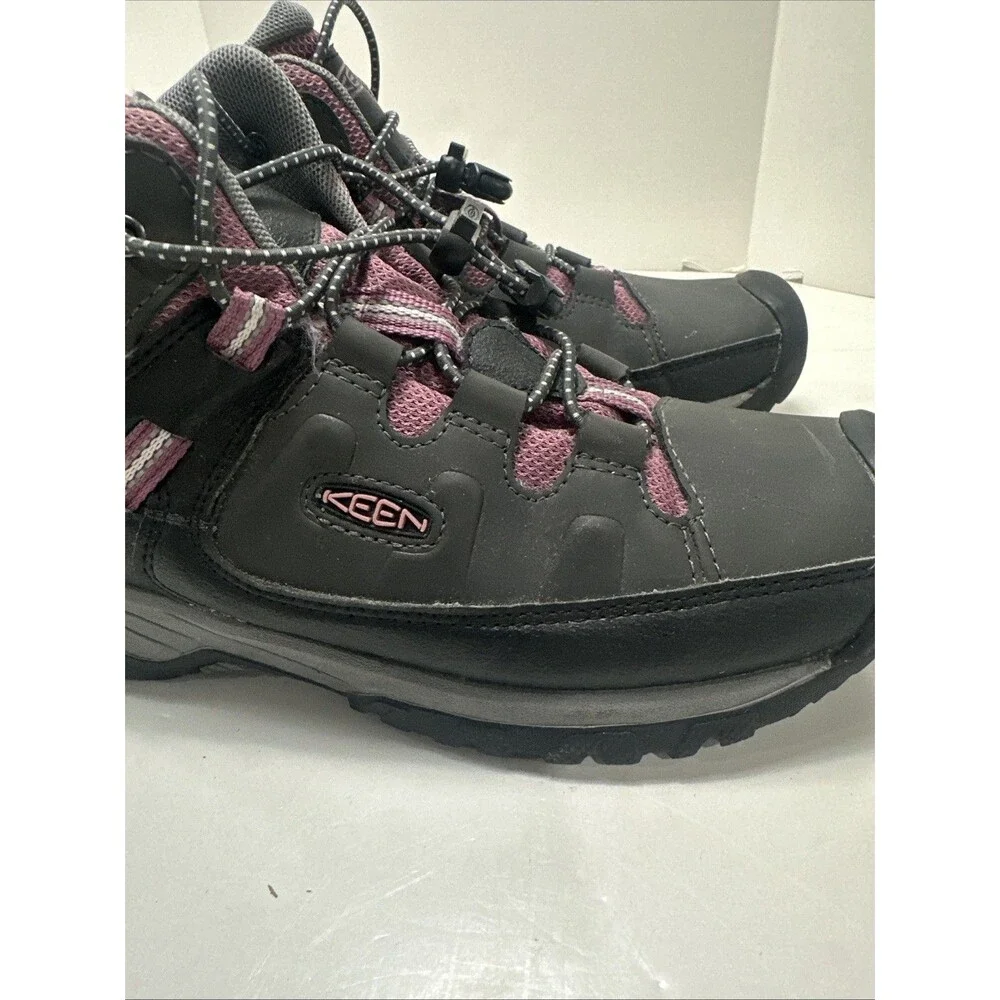 KEEN TARGHEE MID WATERPROOF 1020131 HIKING BOOT YOUTH SIZE 5 RAVEN/TULIPWOOD
